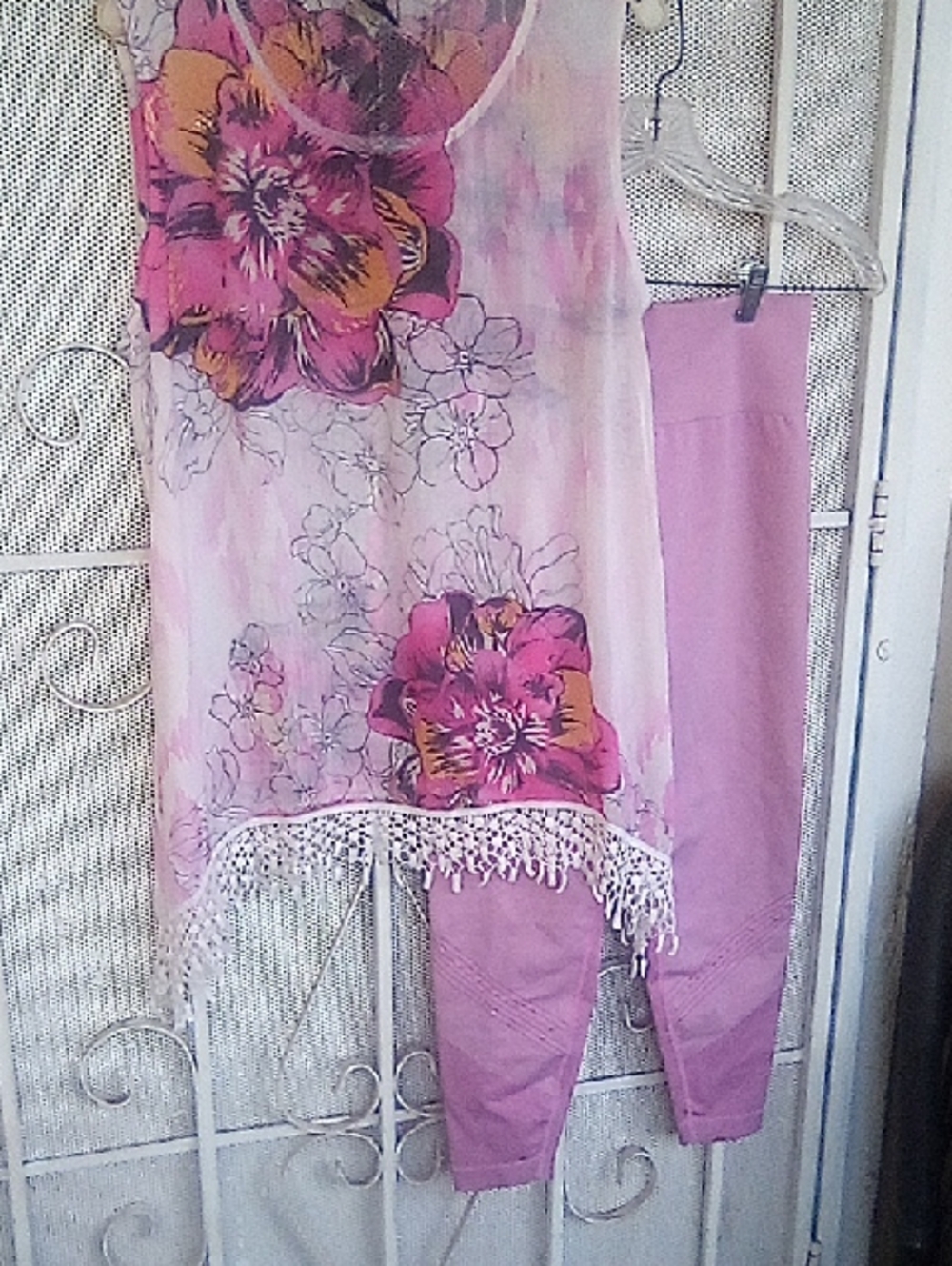 Style & Co.  & JoyLab Floral Pink Women's Tunic & Legging Set..Top XL/ Pants M.